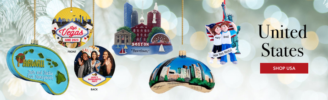 Personalized United States Travel Christmas Ornaments