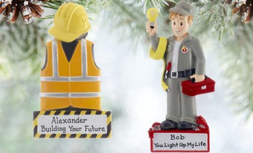 Personalized Construction Christmas Ornaments