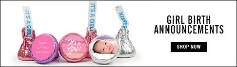 personalized girl birth announcement hershey's kisses