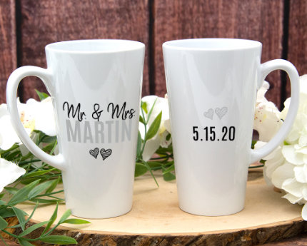 personalized wedding latte mugs