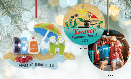Personalized Beach Christmas Ornaments