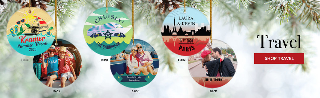 Customizable Travel Christmas Ornaments