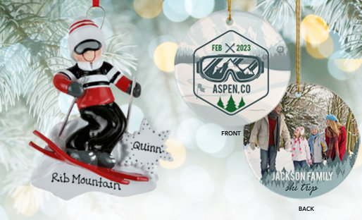 Personalized Ski Trip Christmas Ornaments