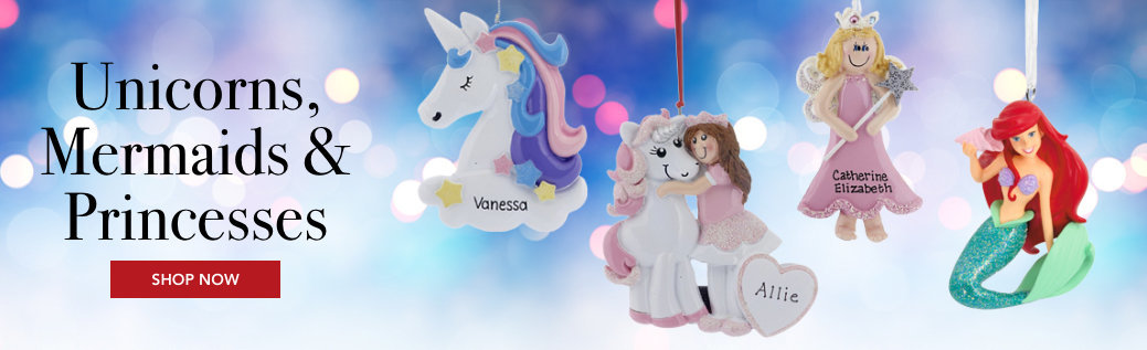 Personalized Unicorns, Mermaids & Princess Ornaments
