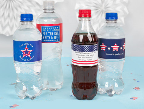 4th of July Water Bottle Labels