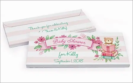 girl baby shower chocolate bar in a gift box