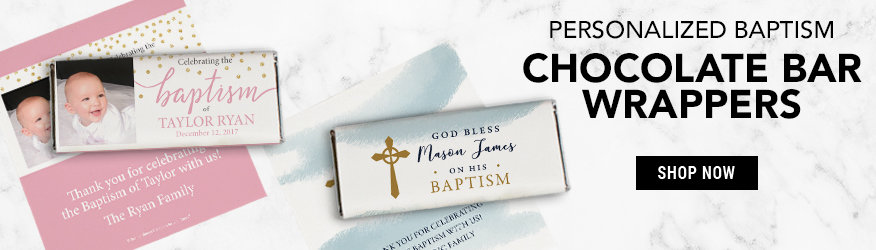 Personalized Baptism Chocolate Bar Wrappers & Boxes