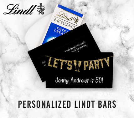 Personalized 50th birthday lindt bar in a gift box