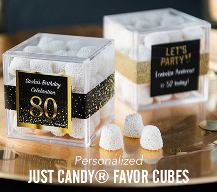 Shop Personalized JUST CANDY favor cubes