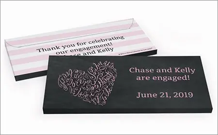 engagement chocolate bar in a gift box