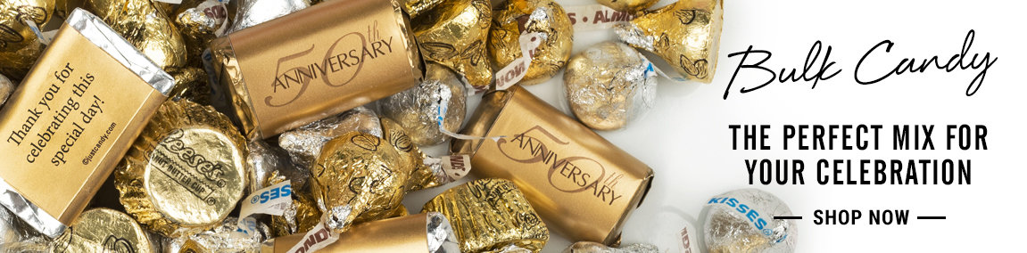 50th Golden Anniversary Party Favors | Custom Candy Bar Wrappers