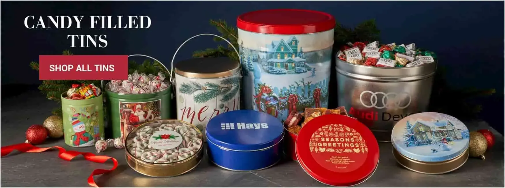 Personalized Candy Filled Christmas Tins