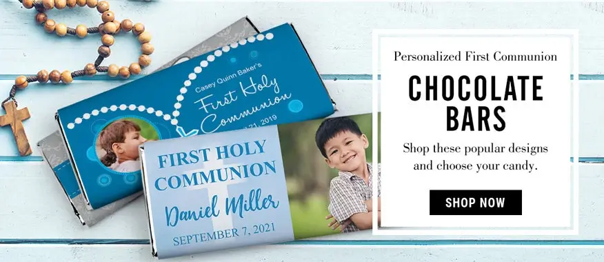 personalized communion candy bars for boys
