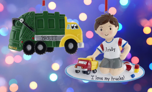 Personalized Kids Transportation themed ornaments