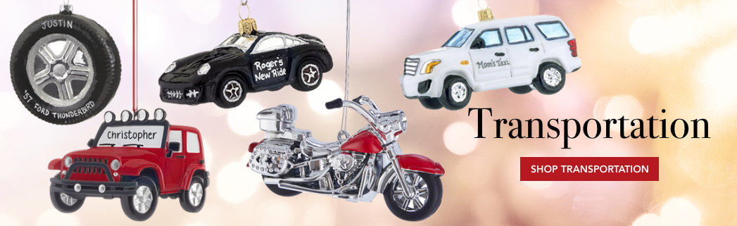 Personalized transportation Christmas ornaments