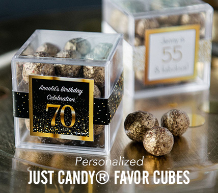 Shop Personalized JUST CANDY favor cubes