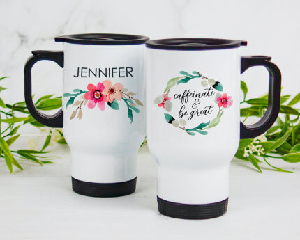 personalized themed handle travel mugs